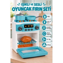 Farbu Oyuncak Gerçekçi Tasarımlı Işıklı ve Sesli 6 Parça Kapağı Açılabilir Pilli Oyuncak Fırın Seti