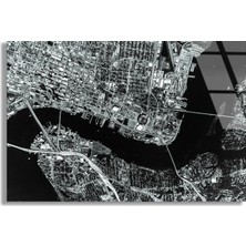Steelartdec Siyah Beyaz Şehir Haritası Cam Tablo
