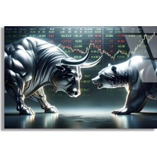 Steelartdec Boğa Ayı Borsa Savaşı Cam Tablo