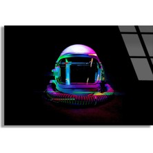 Steelartdec Neon Astronot Kaskı Cam Tablo