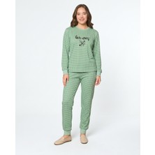 Royam Modalove Kadın Raporlu Interlok Kumaş Kışlık Uzun Kol Pijama Takımı 8787
