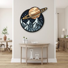 Steelartdec Satürn ve Dağlar Rozeti Metal Tablo