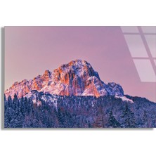 Steelartdec Pembe Dağ Zirvesi Cam Tablo