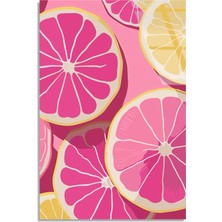 Steelartdec Pembe Greyfurt Dilimleri Cam Tablo