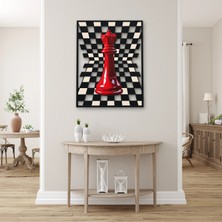 Steelartdec Damalı Zeminde Kırmızı Vezir Metal Tablo