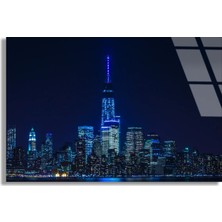 Steelartdec Gece Gökdelenler Cam Tablo