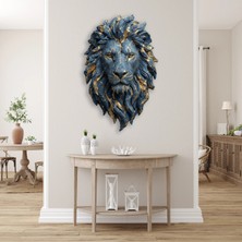 Steelartdec Aslan Başı (Mavi-Altın) Metal Tablo