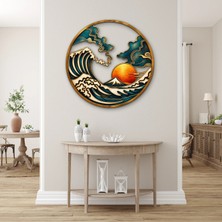 Steelartdec Japon Dalgası Madalyon Metal Tablo