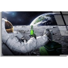 Steelartdec Ayda Uzanan Astronot Cam Tablo