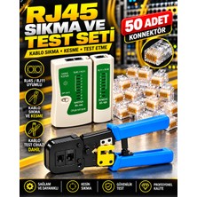Pemberton Profesyonel RJ45 RJ11 Kablo Sıkma ve Test Seti – Güçlü Sıkma Kesme Pensesi + Kablo Test Cihazı + 50 Adet RJ45 Konnektör Cat5 CAT5E Cat6 Ethernet Lan Internet Kablo Ucu Montaj ve Test Seti
