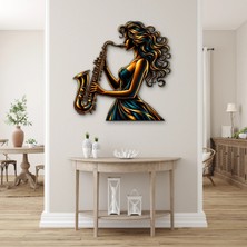 Steelartdec Saksofoncu Kadın Metal Tablo