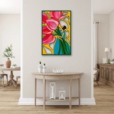 Steelartdec Pembe Laleler ve Kadın Metal Tablo