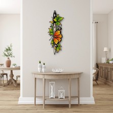 Steelartdec Yapraklar ve Kelebek Metal Tablo