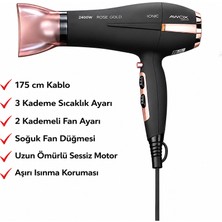 Awox Watson Saç Kurutucu Fön Cihazı 2400 Watt Soğuk Hava Tuşlu Siyah