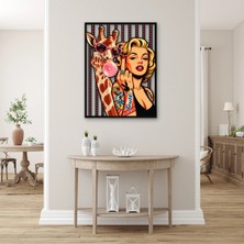 Steelartdec Pop Art Zürafa ve Sarışın Ikon Metal Tablo