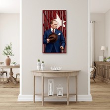 Steelartdec Fötr Şapkalı Atatürk ve Türk Bayrağı Metal Tablo