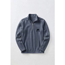 Afc Studio Unisex %100 Pamuk Dik Yaka Yarım Fermuarlı Sweatshirt
