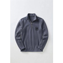 Afc Studio Unisex %100 Pamuk Dik Yaka Yarım Fermuarlı Sweatshirt