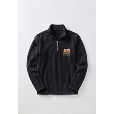 Afc Studio Unisex %100 Pamuk Dik Yaka Yarım Fermuarlı Sweatshirt