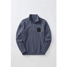 Afc Studio Unisex %100 Pamuk Dik Yaka Yarım Fermuarlı Sweatshirt