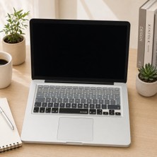 Str Store MacBook Klavye Filmi Türkçe Q Kaplama Ultra Ince Silikon Air Pro Eski USB Li Modeller 2008-2017 Uyumlu Yıkanabilir Koruyucu Film Renkli Baskı Siyah Gri