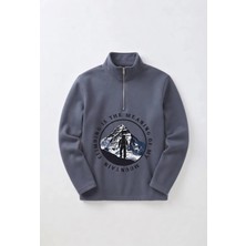 Afc Studio Unisex %100 Pamuk Dik Yaka Yarım Fermuarlı Sweatshirt