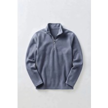 Afc Studio Unisex %100 Pamuk Dik Yaka Yarım Fermuarlı Sweatshirt