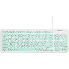 Str Store KM-01K Turkuaz USB Yuvarlak Tuşlu 3D Mouse Combo Lc Layout Klavye + Mouse Set
