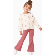 Mojo Bebek Mojo Kız Çocuk 2-6 Yaş Çiçek Desenli Taytlı Takım Krem