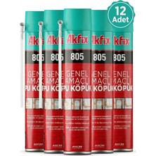 12 Adet (1koli) Akfix 805 Poliüretan Pipetli Köpük 750 ml (Montaj ve Dolgu Köpüğü)