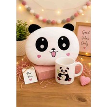 Wolawood Uyku Arkadaşı Sarılmalık Yumoş Panda Yastık Ayıcık & Panda Kupa Bardak 2'li Hediye Seti Minnoş Figürler, Eğlenceli Sevimli Takım
