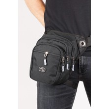 Motiva 24CM Çok Gözlü Su Geçirmez Unisex Siyah Bel Bacak Omuz Motosiklet Kurye Çantası Bodybag Siyah