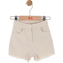 Nk Kids Kız Bebek 1-4 Yaş Eteği Püsküllü Modal Kumaş Şort Krem