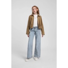 Escabel Kız Çocuk 4-14 Yaş Yazlık Baggy Denim Pantolon Mavi