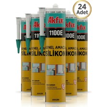 24 Adet ( 1 koli) Akfix 1100E Beyaz Silikon 280 ml Su Geçirmez Sızdırmazlık Silikonu
