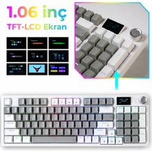 vooka Taaruz Kc1 Rgb Kablosuz Mekanik Red Switch Oyuncu Klavyesi LCD Ekranlı Bluetooth 5.0+2.4g Usb+Type-C Kablolu Bağlantı