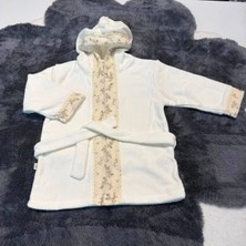 Mummys Love Kız Çocuk 3'lü Bornoz&havlu Seti - %100 Doğal Pamuk - Ekru