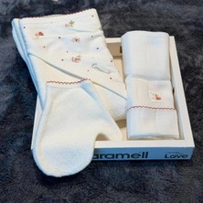 Mummys Love Kız Bebek&çocuk 3'lü Banyo Seti - %100 Doğal Pamuk - Ekru&kırmızı