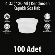 Eltron 4 Oz 120 Ml, 100 Adet, Sıkı ve Sızdırmaz Kendinden Kapaklı/sert Plastik Sosluk - Kemik Suyu ve Sos Kabı
