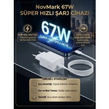 Novmark 67W Süper Hızlı Şarj Cihazı ve Type-C Data Kablosu