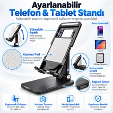 Ayarlanabilir Katlanabilir Telefon Standı – Masaüstü Kaymaz Telefon ve Tablet Tutucu