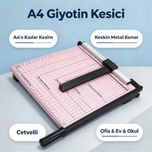 YYB Pembe A4 Giyotin Kağıt Kesici Cetvelli Metal Gövde Fotokopi Kağıt Kesme Makinesi