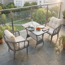 Tu Tienda Kartepe 2 Tekli Oturak+Sehpa(60*90) Bahçe Balkon Mutfak Takımı