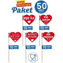 BK SUNUM 5 Farklı Kalp Model Baskılı Organizasyon Sunum Bayrak Kürdan