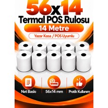Cece Ambalaj 56X14 mm 10 Adet Termal Pos Rulosu 12 Metre Yazarkasa Pos Uyumlu