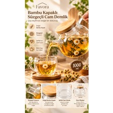 Favora Bambu Kapaklı Süzgeçli Cam Demlik 1000 ml