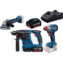 Bosch Üçlü Montaj Seti ( Gws 18V-8 , Gdx 18V-285  , Gbh 18V-22 + Gba 18 V 4.0 Ah  X2 )