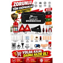 Point Marketing Eva Çantalı Profesyonel Trafik Seti 1 kg Yangın Tüplü Tüvtürk Muayene Uyumlu Siyah Ce Belgeli