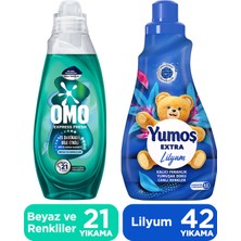 Omo Express Fresh Renkliler ve Beyazlar Sıvı Deterjan 840ML + Yumoş Extra Konsantre Lilyum 1008ML