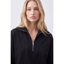 Fashion Friends Fashıon Yakası Fermuarlı Sweatshırt